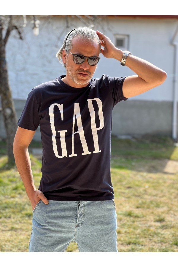 12136-Gap Lacivert Büyük Gap Baskılı Tshirt