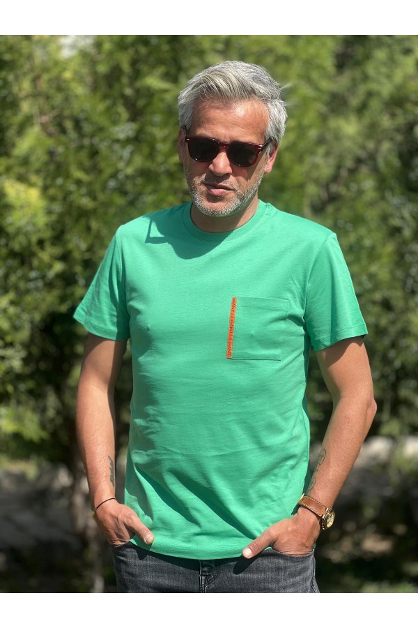 12335-Gant Cepli Yeşil Bisiklet Yaka Tshirt