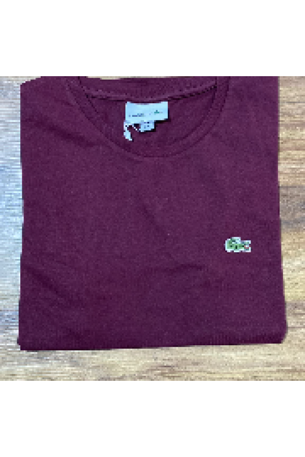 12430- LCST Bordo Klasik Logo Basic Sıfır Yaka Tshirt