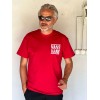 12261-Vans Kırmızı Göğüs ve Sırt Detaylı  Sıfır Yaka Tshirt